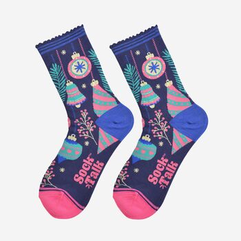 Women's Bamboo Socks Christmas Baubles, 2 of 6