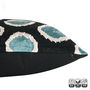 Silk Ikat Velvet Cushion Cover Teal Blue Dots 40x40cm, thumbnail 3 of 5