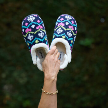 Heidi Navy Nordic Women's Slippers Indoor/Garden Shoes, 7 of 11