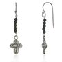 Wdts Tiny Cross And Onyx Drop Earrings, thumbnail 1 of 4