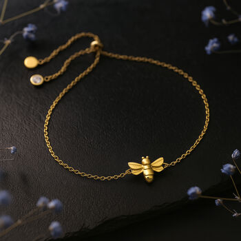 Gold Plated Sterling Silver Bee Bracelet, 2 of 6