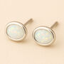 Oval Sterling Silver White Opal Stud Earrings, thumbnail 1 of 8