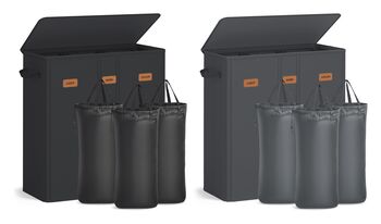 Three Compartment Laundry Basket With Lid, 6 of 6