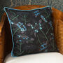 Hydrangea Black Floral Patterned Cotton Cushion, thumbnail 1 of 5