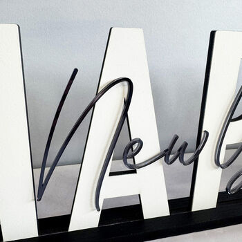 Happy New Year Wood And Mirrored Acrylic Table Sign, 2 of 8