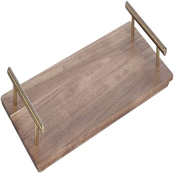 Wooden Serving Tray With Metal Handles, 4 of 8