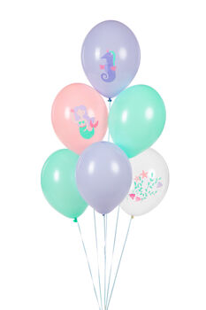 Six Mermaid Birthday Party Balloons, 2 of 2