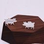 Cute Little Pig Stud Earrings In Sterling Silver, thumbnail 7 of 12