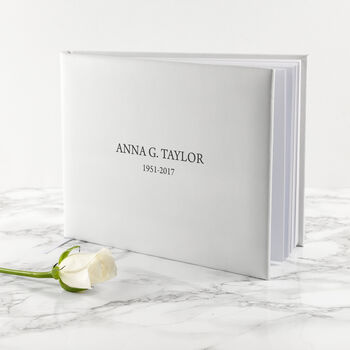 Personalised Luxury White Italian Leather Memoriam Book, 11 of 12