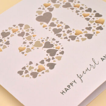 Personalised Love Hearts Pearl 30th Anniversary Card, 5 of 9