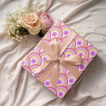 Cosmos Pink Flower Gift Wrap Set, 7 of 7