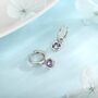 Sterling Silver February Birthstone Amethyst Hoop Earrings, thumbnail 6 of 11