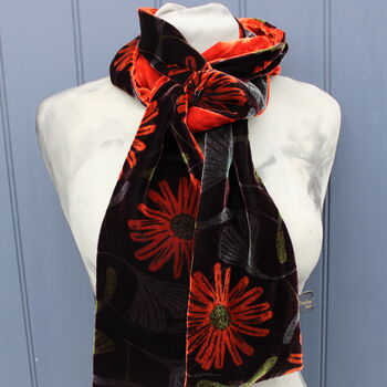 Hand Printed Velvet Scarf Daisy Ginkgo, 3 of 4
