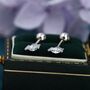 Sterling Silver Tiny Marquise Cz Screw Back Earrings, thumbnail 1 of 12