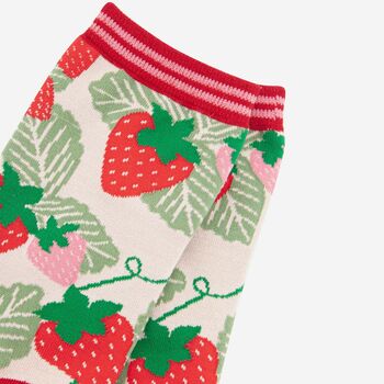 Women's Bamboo Socks Strawberry Fruit Print, 5 of 5