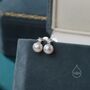 Tiny Genuine Pearl And Cz Internally Threaded Flat Back Earrings, thumbnail 3 of 10