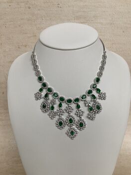 Emerald Green American Diamond Silver Set, 2 of 10