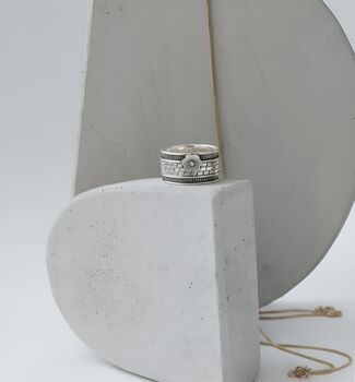 Sterling Silver Wide Band Flower Spinner Ring, 4 of 4