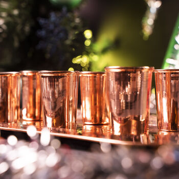 Copper Tray And Set Of Six Of Shot Glasses Set, 2 of 9