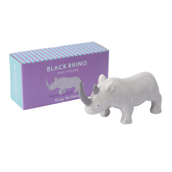 Rocky The Rhino Ceramic Ring Holder In Gift Box, 3 of 3