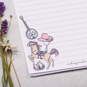A5 Letter Writing Paper With Rodeo Cowgirl And Horse, 3 of 4
