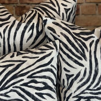 Zebra Print Linen Mix Cushion, 9 of 12
