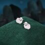 Fluffy Sheep Stud Earrings In Sterling Silver, thumbnail 4 of 11