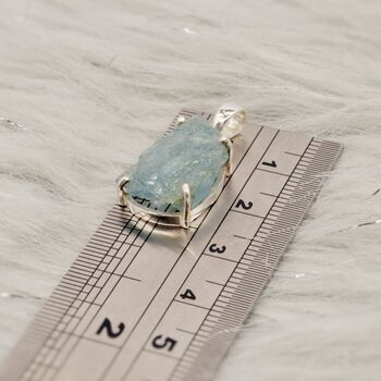 Raw Aquamarine Sterling Silver Pendant Necklace, 6 of 6