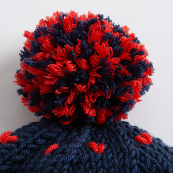 Heart Hat Navy Easy Knitting Kit, 5 of 7
