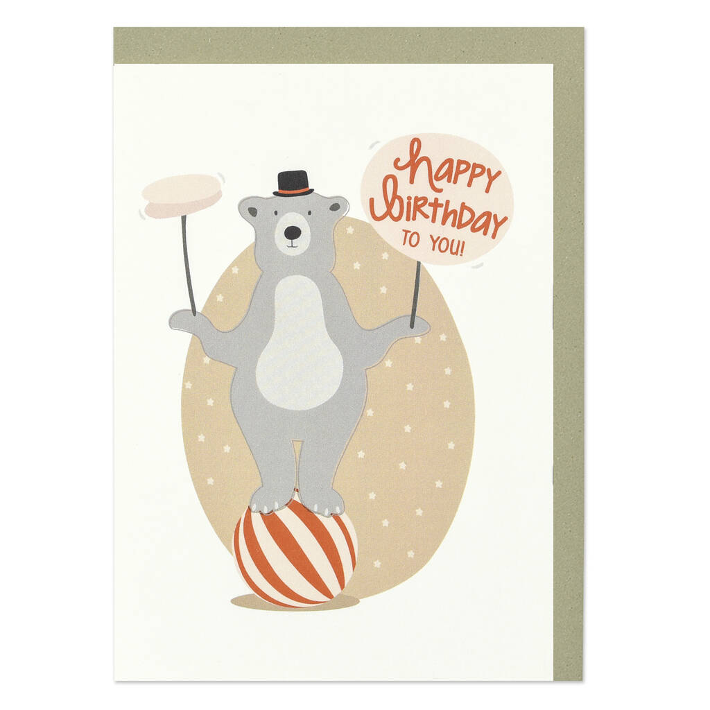 circus balancing bear card by raspberry blossom | notonthehighstreet.com