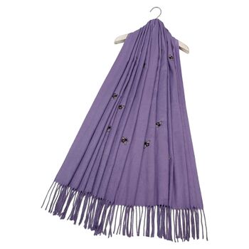 Embroidered Bee Cotton Blend Tassel Scarf, 4 of 7