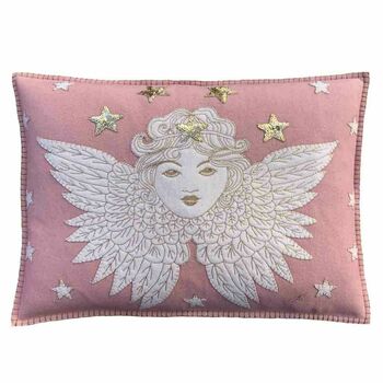 Hand Embroidered Christmas Angel Cushion, 2 of 4