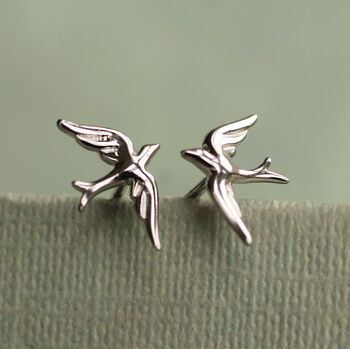 Sterling Silver Swallow Bird Stud Earrings, 3 of 6