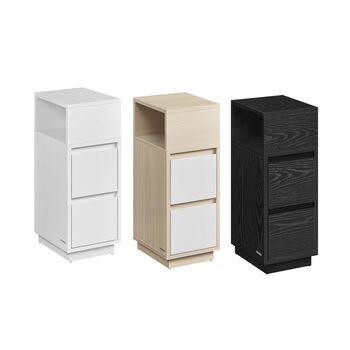 Slim Bedside Table With Drawers And Open Compartment, 9 of 9