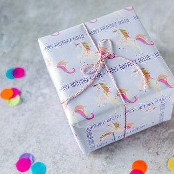 Personalised Unicorn Gift Wrapping Paper, 2 of 4