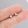 Sterling Silver Tiny Cross Earrings, thumbnail 4 of 12