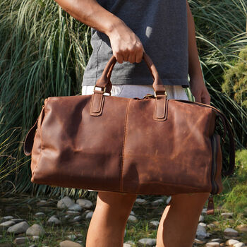 Genuine Leather Holdall With Shoes Storage, 5 of 12
