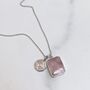 The Duo Rose Quartz Necklace, Silver, thumbnail 2 of 12