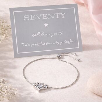 70th Birthday Star Charm Drawstring Bracelet, 4 of 7