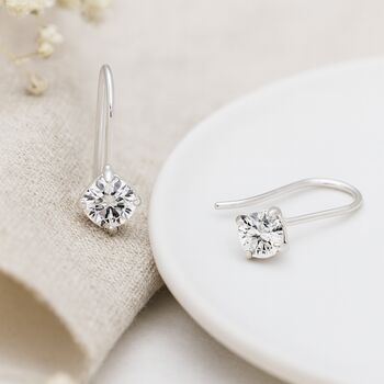 Sterling Silver Clear Cz French Hook Drop Earrings – 4mm, 5 of 10