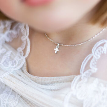 Sterling Silver Childs Christening Cross Necklace, 2 of 4