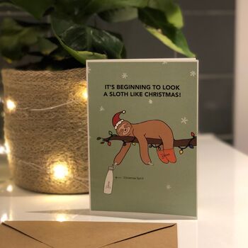 Eco Friendly Punny Sloth Christmas Card Pack Of Three, 2 of 4