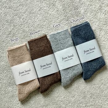 Ribbed Cashmere Wool Socks, 2 of 6