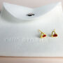 Sterling Silver Gold And Red Heart Stud Earrings, thumbnail 5 of 6