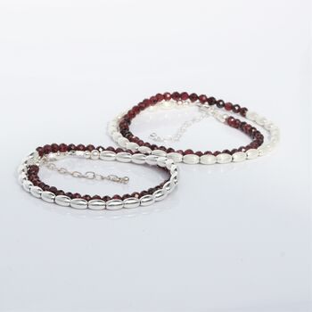 Garnet And Sterling Silver Double Stranded Bracelet Or Single Strand Necklace, 6 of 10
