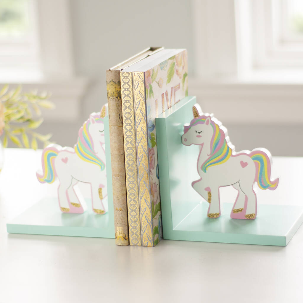 magical unicorn bookends for girls by jodie byrne
