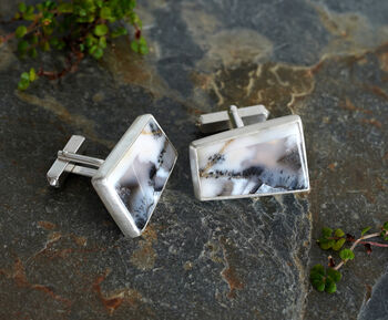 Dendritic Agate Cufflinks In Solid Silver, 4 of 4