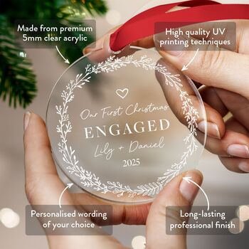 Engaged Couple First Christmas Personalised Decoration, 2 of 7