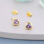 Sterling Silver Purple Heart Cz Stud Earrings, thumbnail 1 of 10