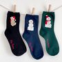 Three Pack Of Christmas Bear And Snowman Socks In Box, thumbnail 2 of 5